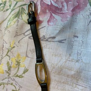 Sale! Vintage Made in Italy Black Leather and Silver Hoop Belt